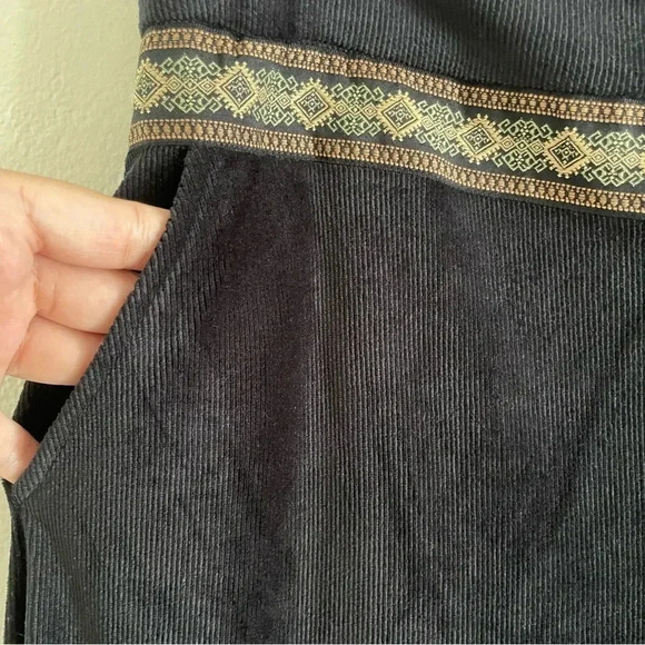 Celestial Blue Black Corduroy Ribbon Detail High Rise Loose Leg Pant Women’s Med - Picture 4 of 12